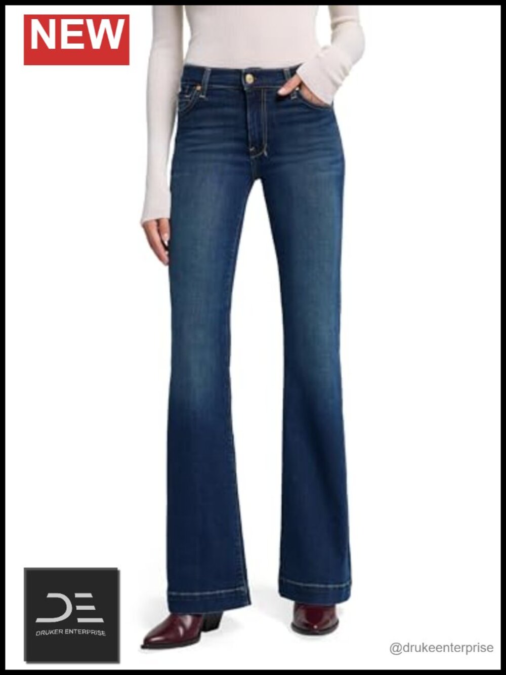 Mid Rise Flare Jeans - Comfort Stretch Denim